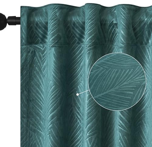 WOLTU Samtvorhang Gardinen mit Kräuselband Vorhang Blickdicht Verdunklungsvorhänge Samt Thermovorhang Kälteschutz, Velvet Samt Curtains für Deko Schlafzimmer Wohnzimmer, 135x245cm Dunkelgrün (1 Stück)