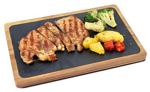 WLWNWFT Acacia Wood Serving Board Serving Platter with Slate, Serving Plate Cheese Board Charcuterie Board 11x7.9in for Cheese Meat Appetizer Gifts for Women Housewarming Wedding Bridal Shower