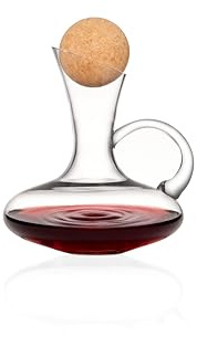 Permium Crystal Wine Decanter with Stopper & Ergonomic Handle, Hand Made-790ml, Ultra Clear Lead-Free Glass & Dishwasher Safe,Durable&Stable.Enhances Wine Aroma&Flavor for your tasting at home.