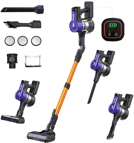 VacniQ Akku Staubsauger, 45Kpa Staubsauger Kabellos mit Schnellladung 4.5H, mehrstufige Lärmreduktion, effizientes Filtersystem, ideal für Tierhaare, Teppich und Hartböden