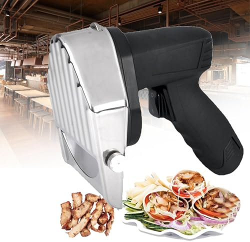 MTTXY Trancheuse à Kebab Portative de 80 W, Trancheuse à Viande sans Fil, Machine à Couteau de Coupe de Kebab D'épaisseur Réglable de 0 à 8 Mm, pour Kebab Turc, Agneau, Dinde