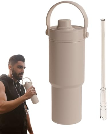 Termokoppar med lock, 735 ml isolerad läckagesäker kopp | Avancerad temperaturkontroll, dubbelväggigt dricksverktyg med handtag och halm, läckagesäker vattenflaska för es