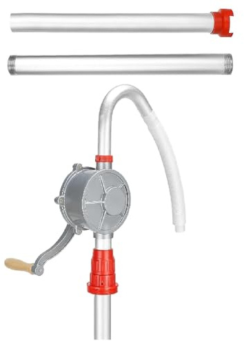 KingSaid Pompe à carburant manuelle en aluminium - Pour diesel/essence - Débit 200L/min - Hauteur 5m - Usage garage/industriel (120cm, argenté)