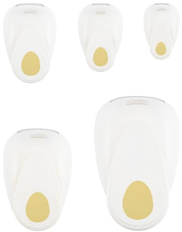 Vaessen Creative Fustellatrice per Carta Set 5 pz-Uovo-Ø 50, 37,5, 25, 15 e 9,5 mm-Accessori per Fai da Te Pasqua, Scrapbooking e Biglietti, Bianco-Oro, 5 unità