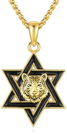 XIXLES Davidsstjärna halsband män 925 sterlingsilver Davidstjärna hänge guld amulett judiskt smycke för män kvinnor, 25mm, Sterlingsilver