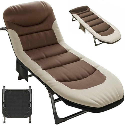 Lit de camping pliable extra large, chaise longue de camping, pliable, léger, 190 x 65 x 30 cm, réglable en 6 positions, pour la pêche, le camping, les invités, jusqu'à 150 kg, pour l'extérieur, la
