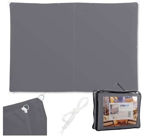Relaxdays Solsegel 2 x 4 m polyester vattentät presenning öljetter och spännlinor, rektangulär solduk, mörkgrå