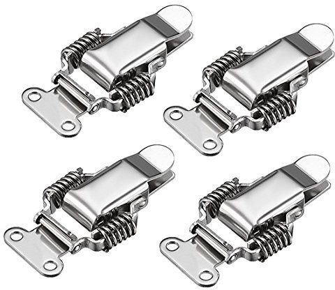 sourcing map 4pc Fermoir a Levier 201 Acier Inox Ressort Chargé Basculer Loquet Capture Pince 95mm