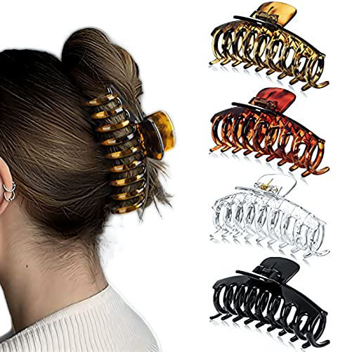 4 piezas Pinzas Pelo Grandes, Hair Clips profesionales, Pinzas para el Cabello para Niñas Bonitas, Clip de Garra Antideslizante Grande,Pinzas para el Cabello para Mujeres Cabello Grueso