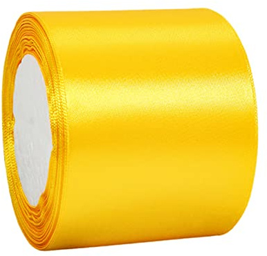 75mm Wide Yellow Ribbon Thick Helloween Satin Ribbon 22m, 3 inch Thick Yellow Ribbon for Gift Wrapping Wedding Car Halloween Xmas Birthday Cake Hair Bow Florist Bouquet Crafts Decorations