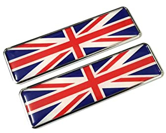 PTDecals Set of 2pcs UK GB England United Kingdom Metal Car Signs Stickers 3D Emblem National Flag Badge Graphic Decals for Universal Auto Motorcycle Skirts Trunk Sides 104.5mm* 30mm