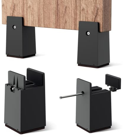 MöBelerhöHung 10cm, 4 Zoll Verstellbare BetterhöHung mit Schraubklemme, 4 Stück Schwerlast Stuhlerhöhungen für 0,8-1,6 ''Breite Quadrat & Runde Stuhlbein, BetterhöHungen für Sofa Schreibtisch Schrank