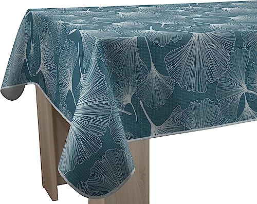 Le Linge de Jules Nappe Anti-Taches Biloba Bleu - Rectangle 150 x 240 cm