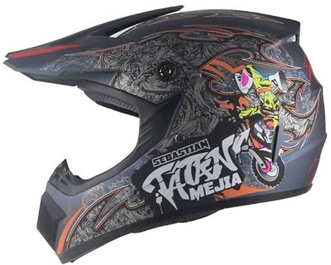Kinder Crosshelm Mejia – Motorradhelm für Kinder, ABS-Schale, robuster Kinderhelm für Downhill, Quad und Motocross, Mattgrau, Größe XS, 51 – 52 cm