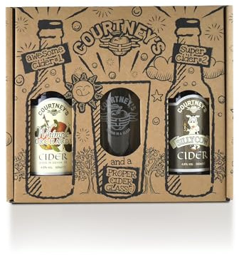 Courtney's Drinks Traditional Cider Gift Set - 2 x 500ml Bottles of Award Winning Devon Cider with Branded Courtney's Pint Glass. Father's Day, Anniversary, Birthday, Christmas
