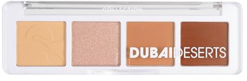 Collection Cosmetics Intensely Pigmented Mini Eye Shadow Palette, 4 Shades, Everyday Neutrals, Soft Glitter, Crease-Free Formula, Dubai Deserts