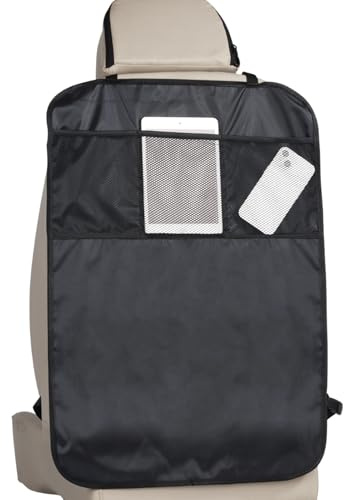 Gwtdtoad Bilstolsorganisatör ryggstödsskydd arrangör barn antikick bil baksätesskydd med förvaringsväska, sittskydd bil ryggstöd för husdjur, familj, utomhuskörning 68 × 48 cm