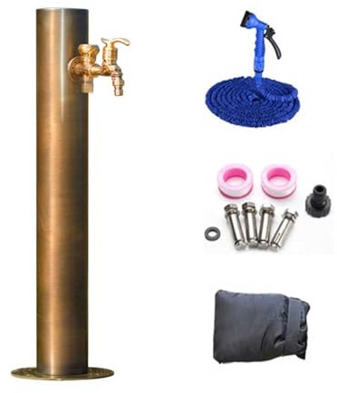 304 Stainless Steel Vertical Garden Water Column with Tap & Spray Gun - 50cm Outdoor Antifreeze Yard Hydrant for Efficient Watering & Irrigation