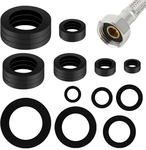 Rubber Hose Washer 24pcs Plastic Flat O-ring Gasket, Tap Sealing Rings Hose Rubber Shower Hose Washers Tap Connector Washers for Connecting for Pipes, Faucets, Mechanical Repair (6 size)