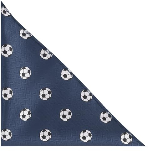 King & Priory Football Navy Blue Herringbone Embroidered Pocket Square, Handkerchief, Soccer