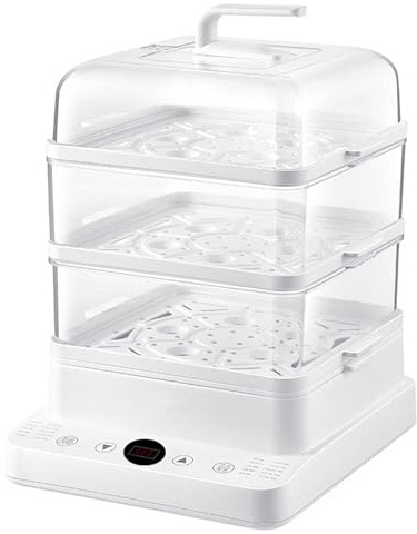 NobesOnbet Vaporiera elettrica per Verdure a Tre Strati di Grande capacità, piroscafo Multifunzione da 24 Litri, Cottura sincrona Veloce di Verdure, Carne e Pesce