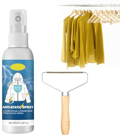 Spray Antistatico, Anti Static Spray, Spray Antistatico per Vestiti e Auto, Per Tessuti,Vestiti,Tessuti E Automobili,Effetto Anti Statico Rapido 100ml