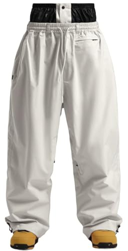 GSOU SNOW Homme Pantalon Snowboard Baggy Oversize Imperméable Ski | 15K Imperméable,10K Respirant,Coupe-Vent Jupe Neige,Poignets Cordon Réglables,Poches Zippées,Freeride Snowboard