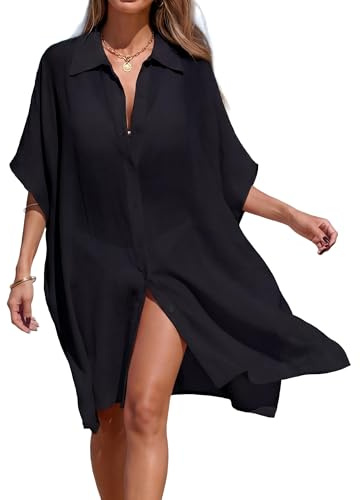 DINSAGE Beach Coverups for Women V Neck Beach Dresses Women's Swim Cover Ups Kaftans Sarongs Beach Wraps Casual Beachwear