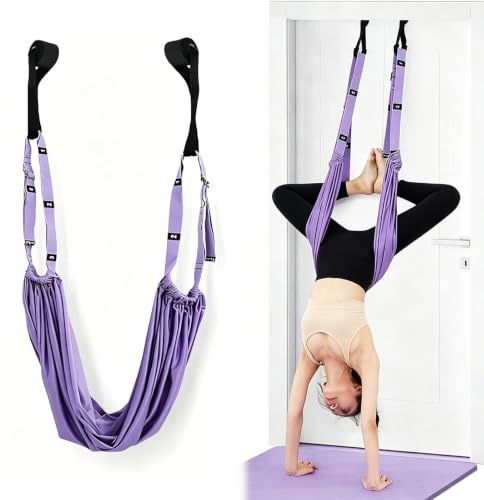 Cryptisg Hamaca de Yoga Aéreo, Columpio de Yoga Aéreo, Trapecio Antigravedad para Ejercicios, Cinta Aeroyoga Capacidad de Carga 200kg para Inversiones y Flexibilidad Estiramientos y Meditación
