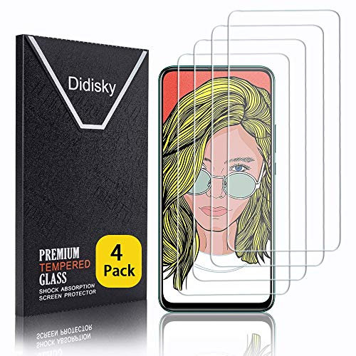 Didisky Lot de 4 Protecteur Verre Trempé pour Huawei P Smart Z, Film Protection écran, dureté 9H, Pas de Bulles, Haute définition