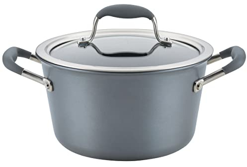 Anolon Advanced Home Hard-Anodized Nonstick Tapered Sauce Pan/Saucepot, 4.5-Quart (Moonstone)