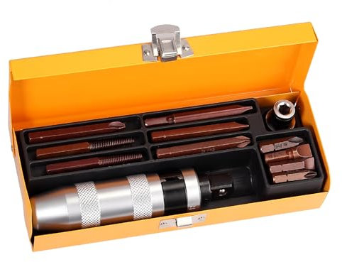 Justech 12pz 1/2 Set di Cacciavite a Percussione con Intaglio a Croce Avvitatore ad Impulsi Cacciavite ad Impulsi Kit Giravite a Percussione Impugnatura a Mano Impugnatura per Impieghi Gravosi