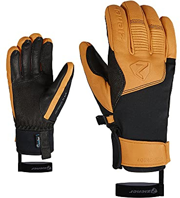 Ziener Herren Ganzenberg Ski-Handschuhe/Wintersport, wasserdicht, atmungsaktiv, Alpine Wool, Black/tan, 10