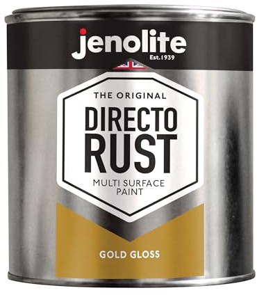 JENOLITE Directorust Gold Paint - Apply Direct to Rust - Primer, Undercoat and Topcoat - Gloss - 1 Litre
