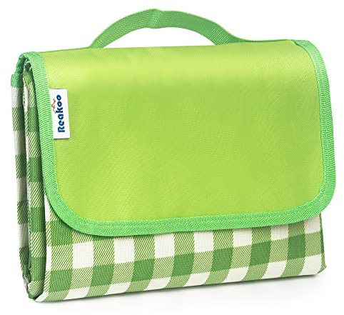 reakoo Picknickdecke 200x200 cm, Picknickdecke Wasserdicht Stranddecke, Picnic Blanket mit Tragegriff, Sandfrei Picknick Decke Waschbar für Outdoor, Camping, Park, Garten