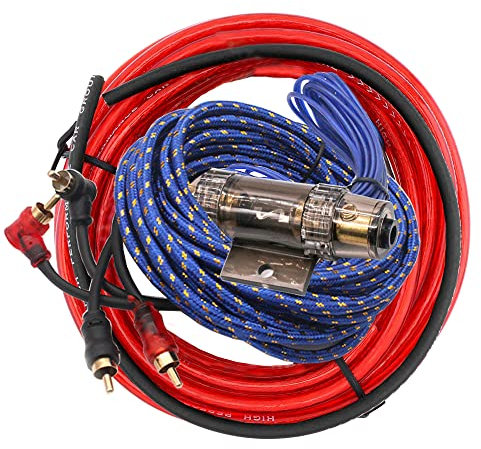 MOCNT Pure Copper OFC Car Amplifier Wiring Kit Car Audio Amplifier Installation Kit 10Gauge GA AWG 1500W Subwoofer Amplifier Wire RCA Power Cable Speaker Wire AGU Fuse