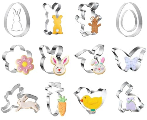 14 piezas cortapastas Pascua cortador de galletas Pascua cortador de galletas conejo Pascua huevo de Pascua pollito pato pato cabra cortador de galletas niños cortador de conejo set cortador