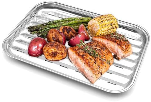 paxlloonge Grillschale Edelstahl, 34 x 24 cm Grillschale Wiederverwendbar, Rechteckige Grillkorb für Gemüse, Fisch oder Fleisch - für Gasgrills und Holzkohlegrills