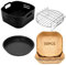 Heißluftfritteuse Zubehör 21CM- Airfryer Zubehör Kompatibel für Philips Airfryer XL 6,2L, COSORI 5,5L 4,7L, Cecotec 6L, 4er-Set: Wiederverwendbar Silikonform, Grillroste, Pizzapfanne, Backpapier