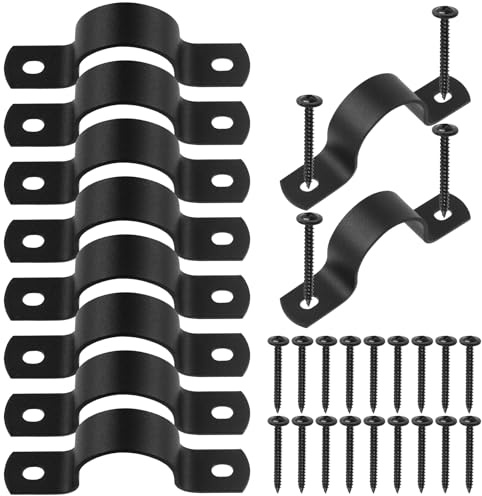 Swpeet 10 abrazaderas de soporte en U de dos agujeros de 25 mm con 20 tornillos autorroscantes, abrazaderas en U, abrazaderas de tubo de metal, abrazaderas de correa de tubo, abrazaderas de conducto