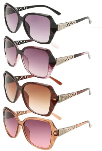 EujRcf 4 Pcs Women Sunglasses, Vintage Fashion Ladies Sunglasses, Sun Glasses Women, Classic Shiny Frame, for Parties, Shopping, Outdoor Sports, Tourism, Music Festivals, Vacations