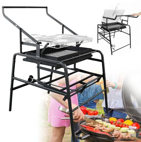 Barbecue a carbonella per esterni, girevole a 360°, in acciaio inox, per campeggio, viaggi, feste e intrattenimento