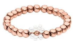 Purelei® Elastischer Blütenring – Ring mit weißen Glasperlen & Edelstahl-Metallkugeln – Größen S/M & M/L – Edelstahl in Gold, Silber oder Roségold – Anxiety - Fidget (Rosegold, M-L)