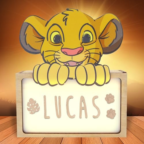 WONDEE Disney Lámpara Simba Rey León Infantil y Bebé Personalizada - Luz Nocturna Infantil Quitamiedos y Decoración de Simba, Cosas/Regalos Disney Rey León Infantiles y Bebé Personalizados Originales