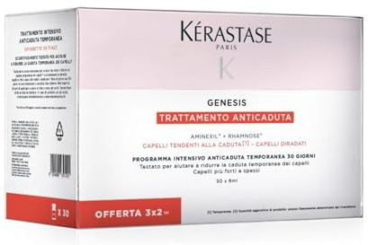 Kérastase, Genesis, Trattamento Intensivo Anticaduta Temporanea, Fiale Senza Risciacquo, Per Capelli Fini e Indeboliti, Cure Anti-Chute, 3x2, 30x6ml