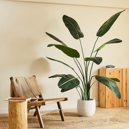 BLAINE | Strelitzia 200cm | Dekorativa konstväxter | Stor konstväxt | Konstväxter för inom- och utomhusbruk | Realistisk dekorativ konstväxt för hemmet