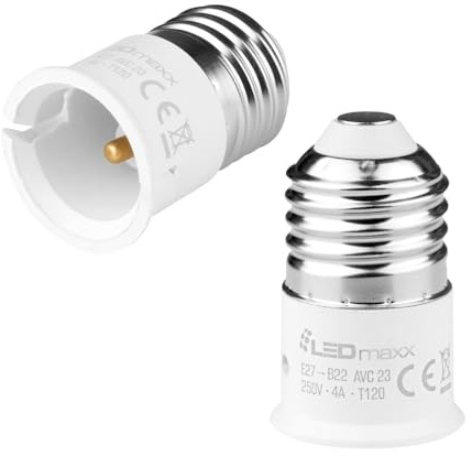 NCC-Licht Adaptateur de douille de lampe - Blanc - Culot E27 vers B22 - Pour ampoules courantes (LED, halogène, lampe économique)