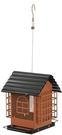 Generico Mangiatoia per - Mangiatoie per da Esterno | Dispenser per Mangime in Metallo per Uccellis Dispenser per Mangime in Metallo A Forma di Casa | Mangiatoia per Uccellis Appesa per Cortile