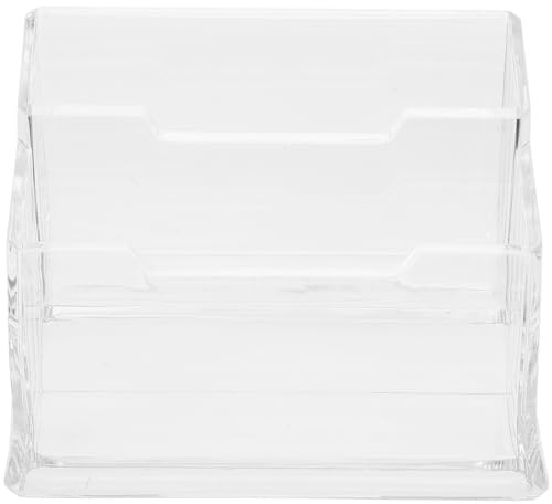 Uonlytech Porte-Cartes de Visite Transparent à 2 Niveaux, Étui Pratique pour Cartes Standard, Support Stable Bureau, Organisateur pour Usage Professionnel et Distributeur de Bureau