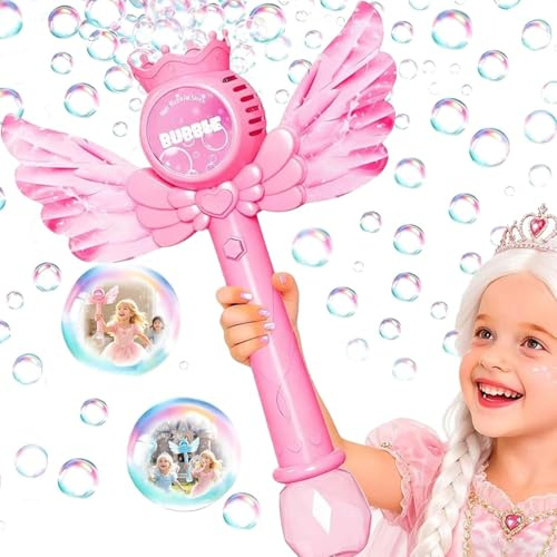 Seifenblasenblume, Seifenblasenstab, Elektronische Seifenblasenmaschine, Seifenblasenmaschine Blume mit Seifenblasenlösung/Akku, Bubble Machine Maker 10000+ Blasen Geschenk/Geburtstag/Hochzeit (Rosa)